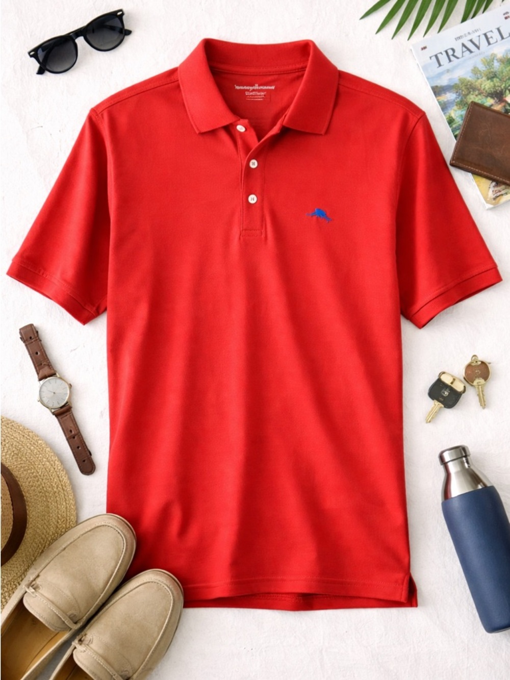 Tommy Bahama Red Supima Polo IslandZone Men’s Medium Golf Resort  Vacation